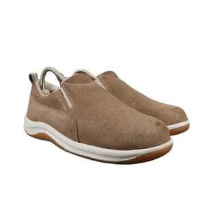 Lands End Shoes Womens 8 Slip On Casual Sneaker Suede Leather Brown Comfort Walk